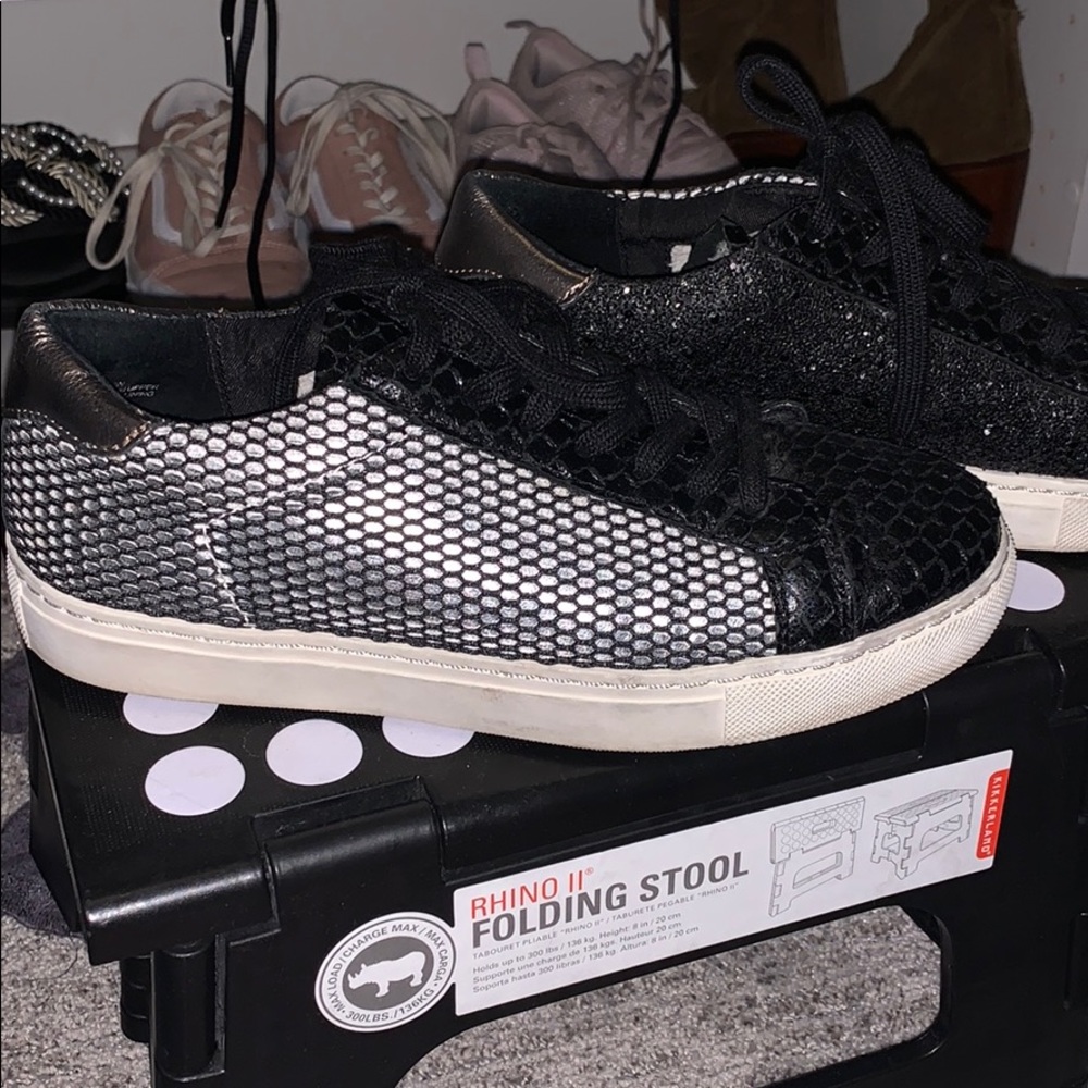 Steve Madden Silver and Black Sneakers